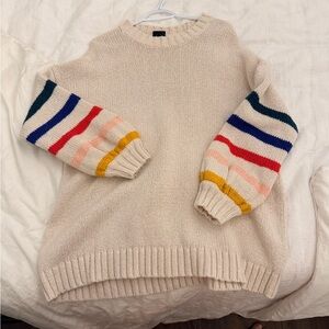 Torrid Cream Striped-Sleeve Women’s Sweater